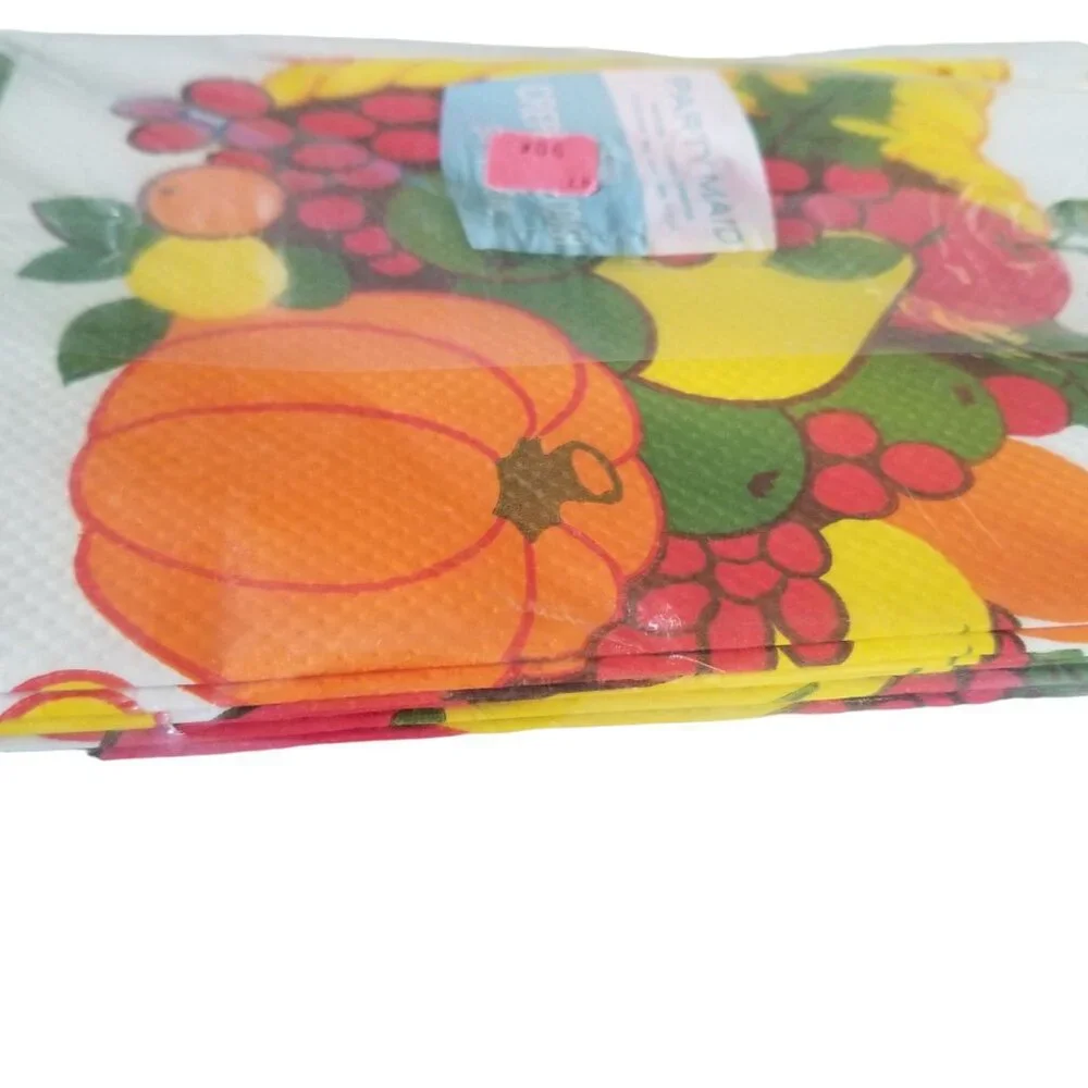 Vintage Thanksgiving Paper Tablecloth Party Table Cover 54 x 96 Pumpkin Autumn